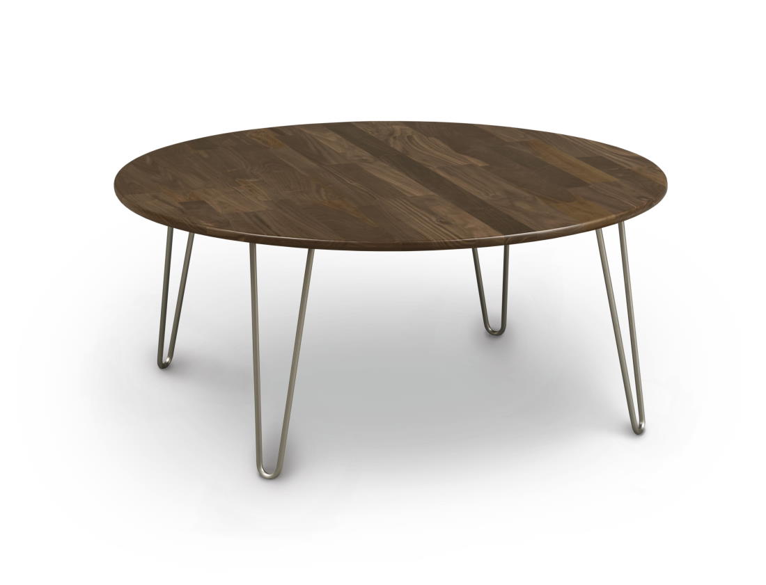 Wood coffee shop table hairpin legs
