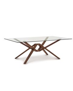 American furniture Copeland Exeter Glass Top Rectangle dining table walnut cherry