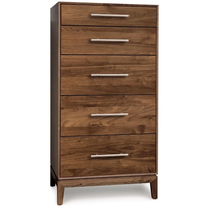 Mansfield 5-Drawer Narrow Walnut Dresser