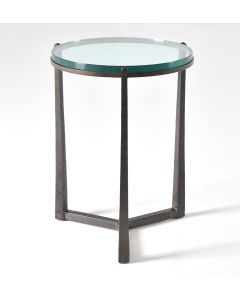 American-made Clemmons Round Glass Top Side Table, available at The Stated Home