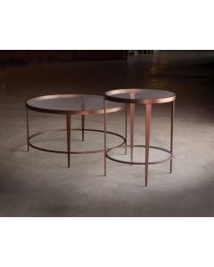 American-made Eden Round Cocktail Table and Side Table, available at The Stated Home