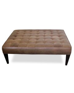 Monroe Ottoman in Stadler Toffee leather, available at The Stated Home