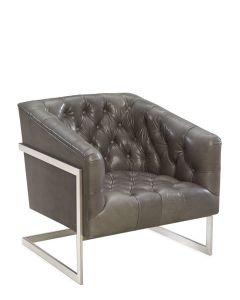 Brooklyn chair in leather with chrome base available at The Stated Home