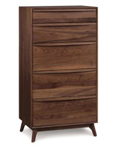 American-made Catalina Five Drawer Narrow Walnut Dresser, available at The Stated Home