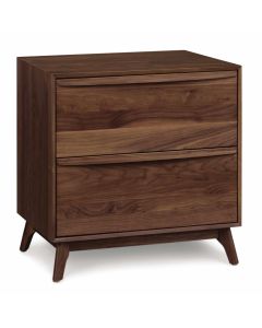 American-made Catalina Two Drawer Walnut Nightstand, available at The Stated Home