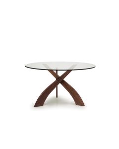 American furniture Copeland Entwine walnut round glass top dining table