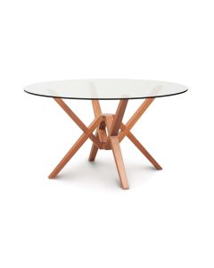 American furniture Copeland Exeter Round Glass Top dining table in cherry or walnut available at The Stated Home