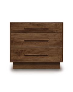 American-made Moduluxe 3-Drawer Walnut Nightstand, Small Dresser, available at The Stated Home