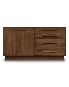 American-made Moduluxe 5-Drawer Credenza, Left or Right Doors, in walnut, available at The Stated Home