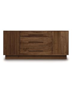 American-made Moduluxe 3-Drawer 2-Door Credenza in walnut, available at The Stated Home