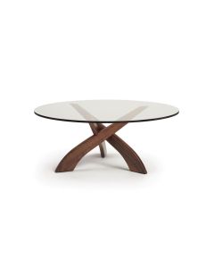 American furniture Copeland statements Entwine walnut round glass top cocktail table