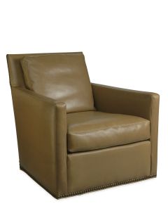 St. Paul Swivel Chair in Leather with Optional Nailhead Trim, available at The Stated Home
