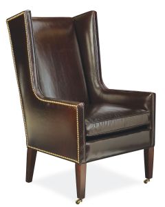 New Orleans Host Dining Chair in Leather with Optional Nailhead & Casters, available at The Stated Home