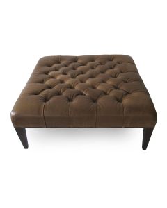 Montgomery Ottoman in Stadler Toffee leather, available at The Stated Home